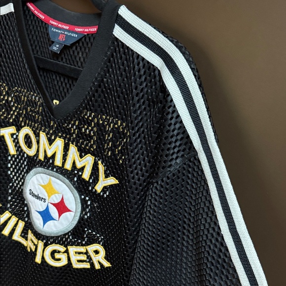 Tommy Hilfiger Women’s Black Mesh  Steeler Jersey. Sz XS - Picture 4 of 8